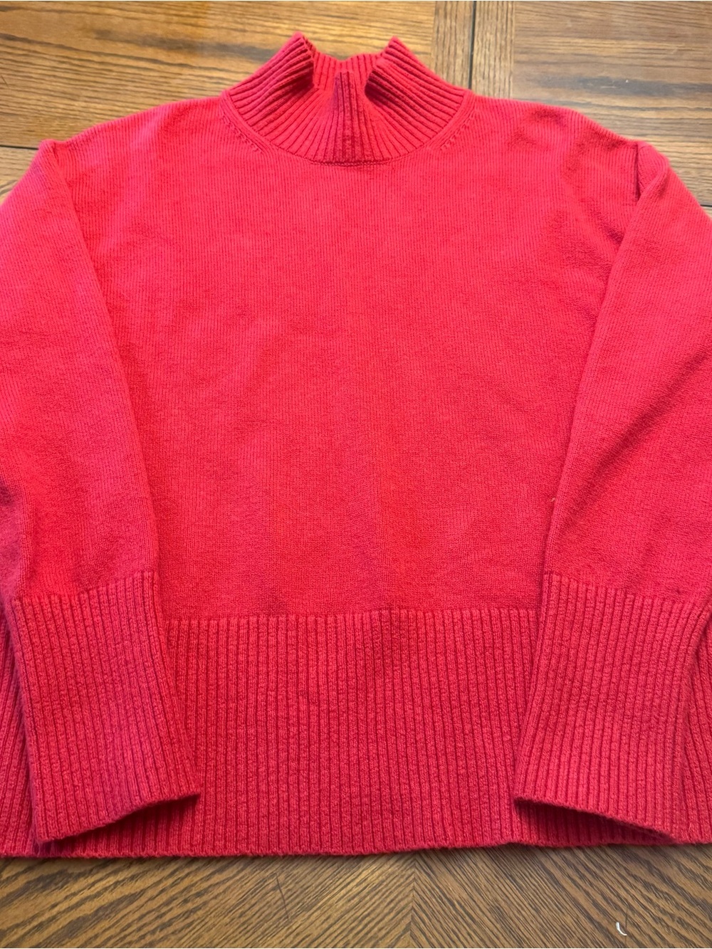 Banana Republic Perfectly Soft Red Turtleneck Sweater Slit Hem Oversized Large